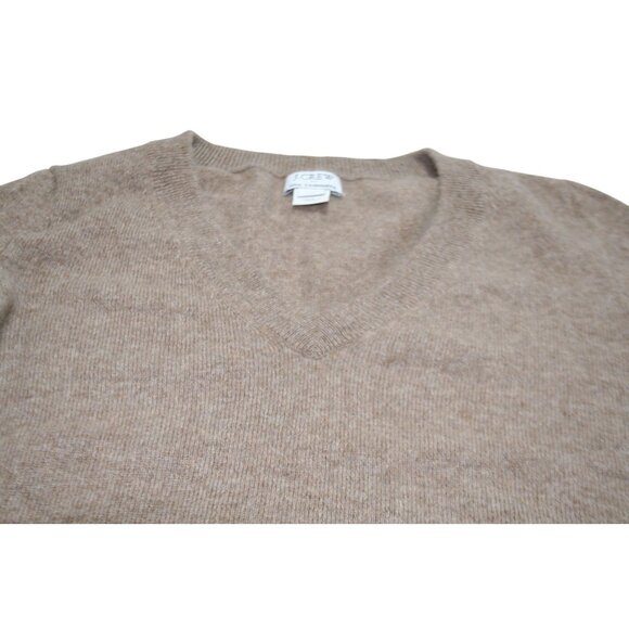J Crew 100% Cashmere Sweater Womens  XXS Tan V-Neck Luxe Capsule Wardrobe Staple - Picture 3 of 7